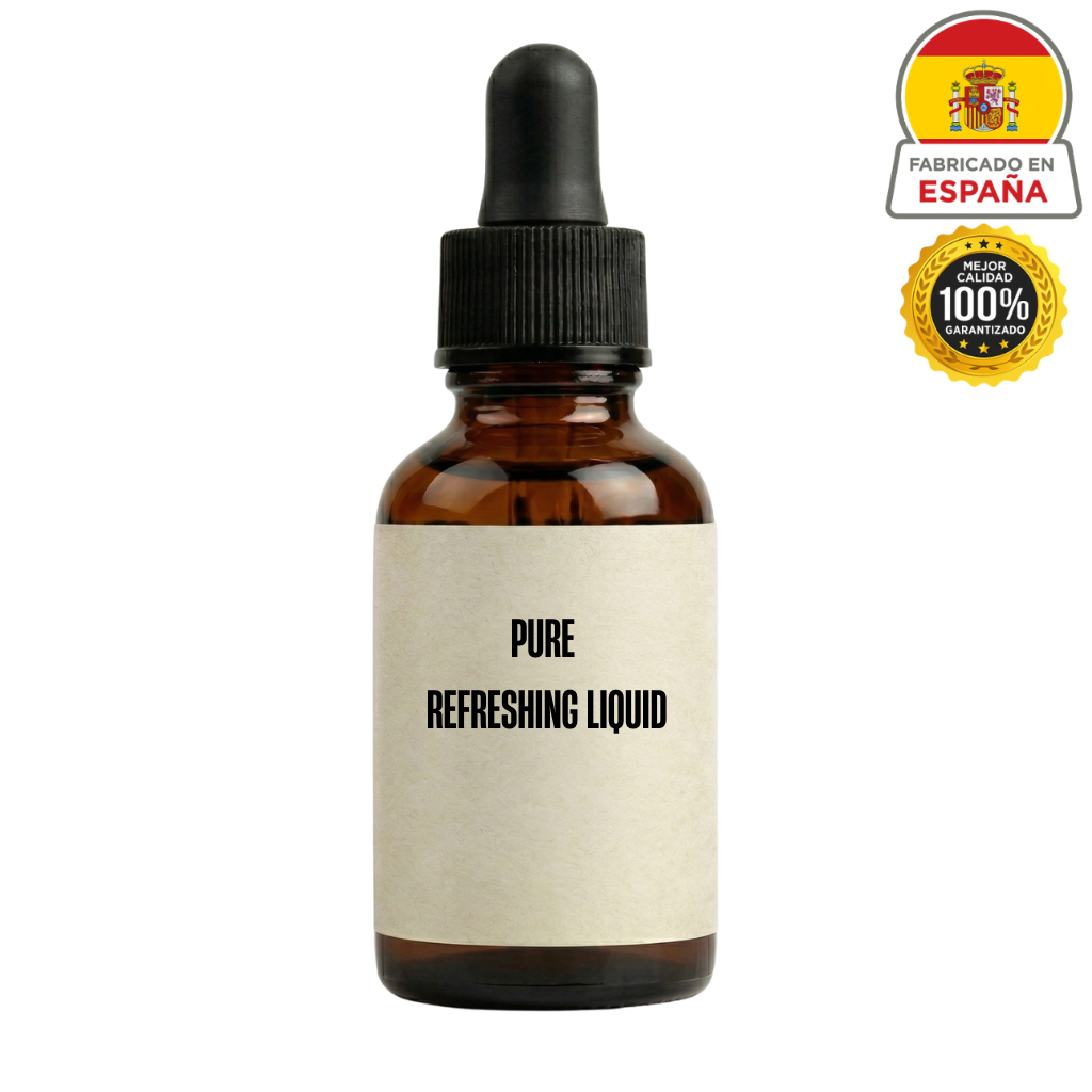 Bottle of Pure Refreshing Liquid, a lightweight beauty care formula for fresh and revitalized skin.