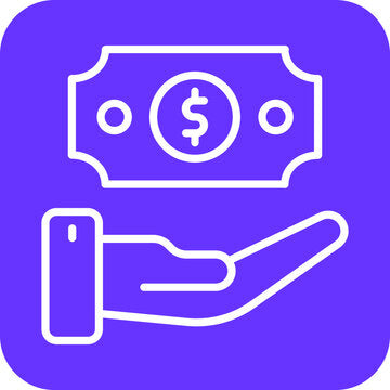 Consejos: Icono de dinero en mano, representa una propina virtual para mostrar agradecimiento.