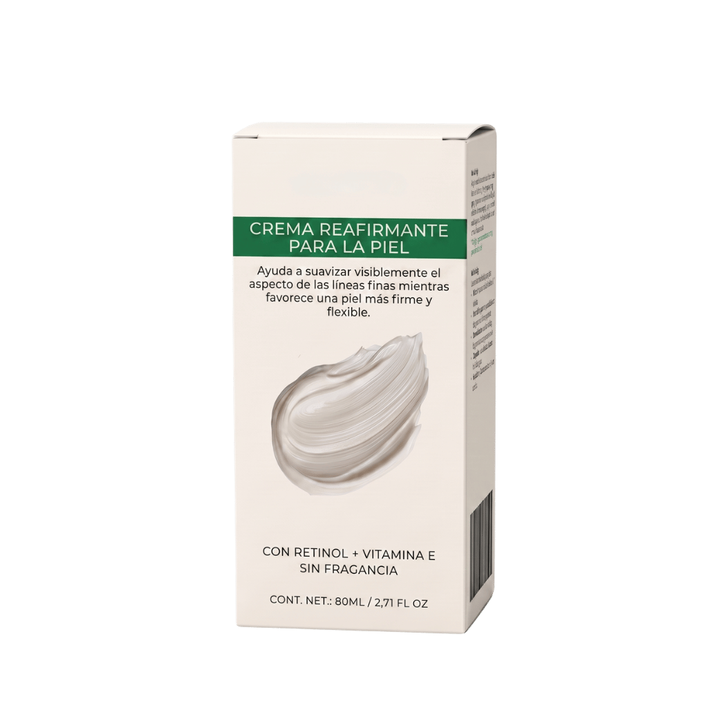 Loción reafirmante de la piel en envase que ayuda a suavizar y tonificar la piel con retinol y vitamina E.