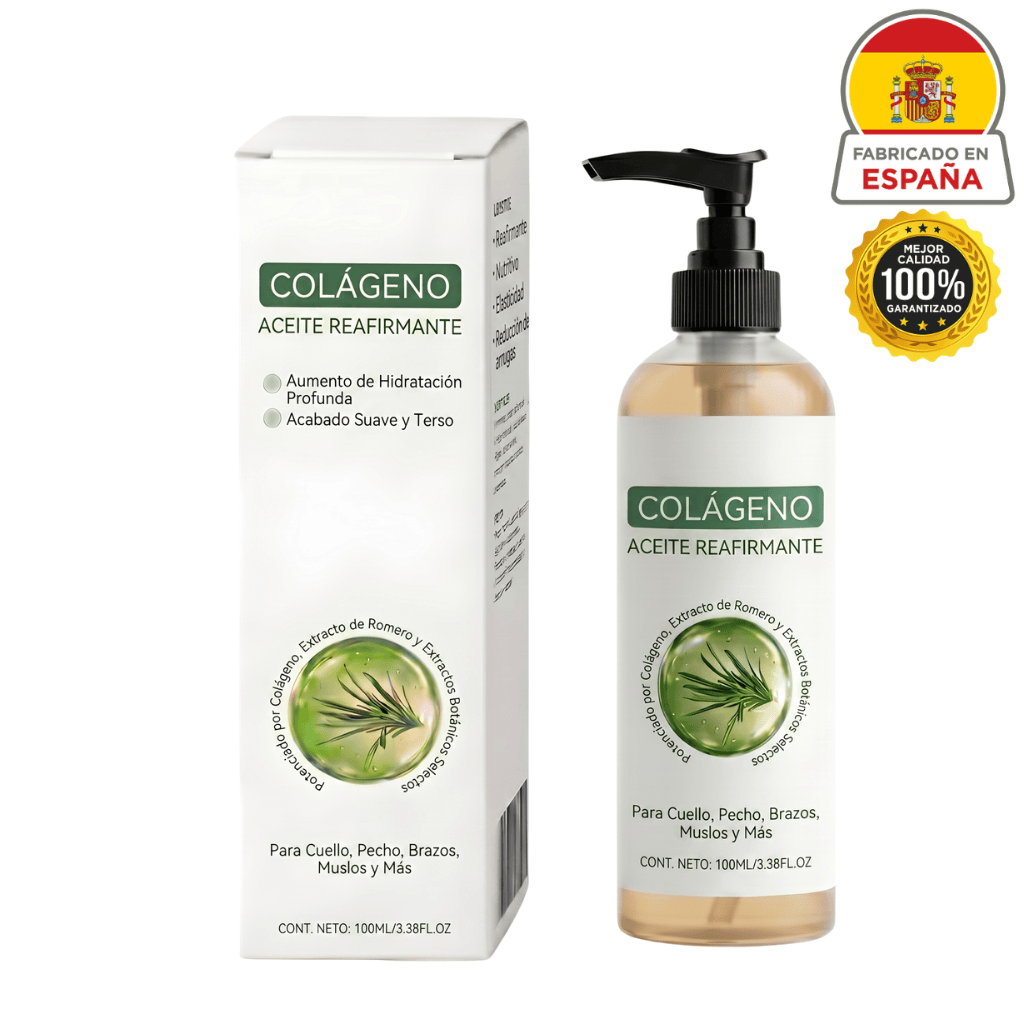 Levantamiento de petróleo: Aceite reafirmante de colágeno para una piel suave y tersa, fabricado en España.