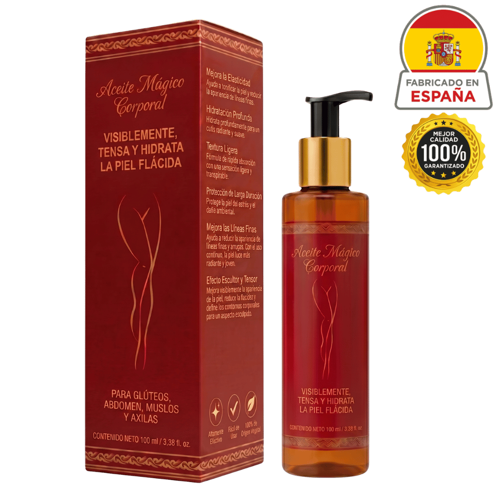 Aceite corporal ultra en botella con aplicador, envase atractivo para el cuidado de la piel.