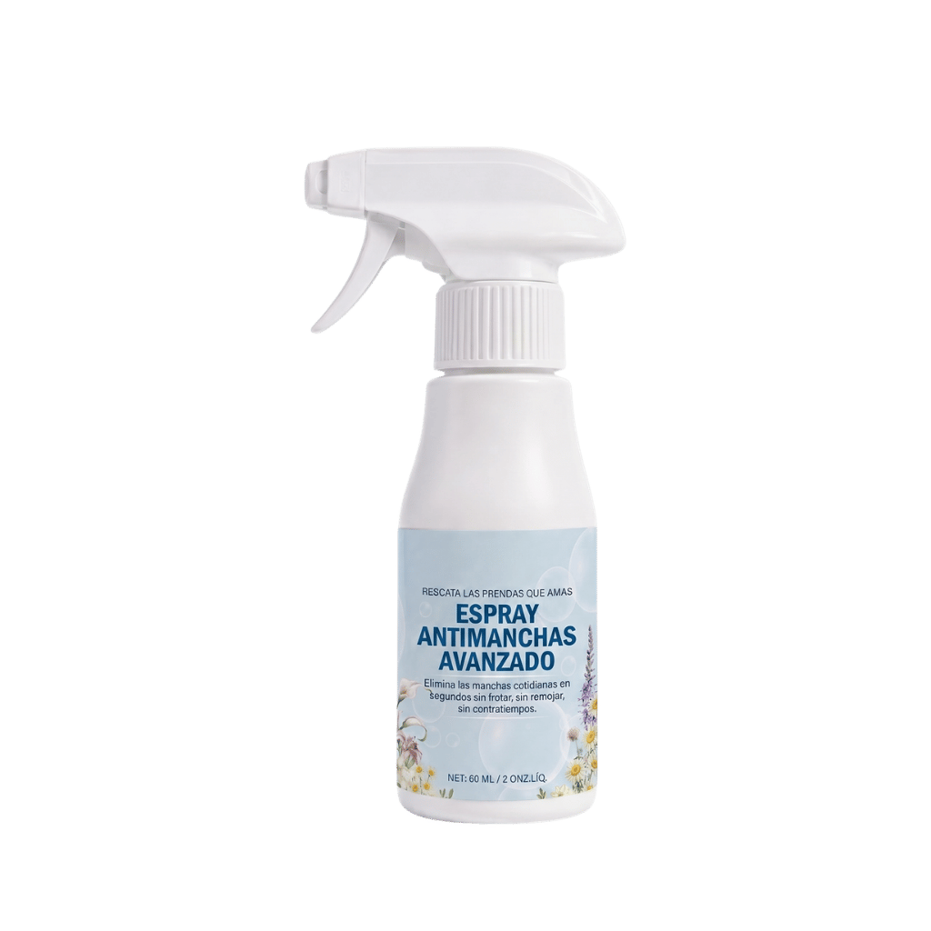 Spray Emulsionante para Ropa No Iónico Avanzado en frasco para eliminar manchas difíciles y refrescar telas.
