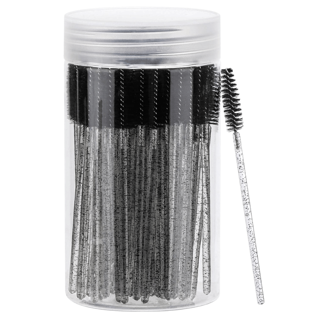Gupillones de rímel desechables – ligeros en un envase transparente, ideales para cejas y pestañas.