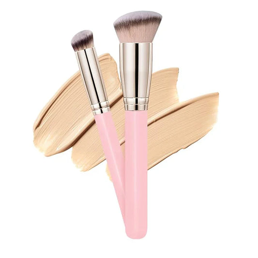 Medivita Brocha de Maquillaje de Precisión sobre fondo de tonos de base para maquillaje.