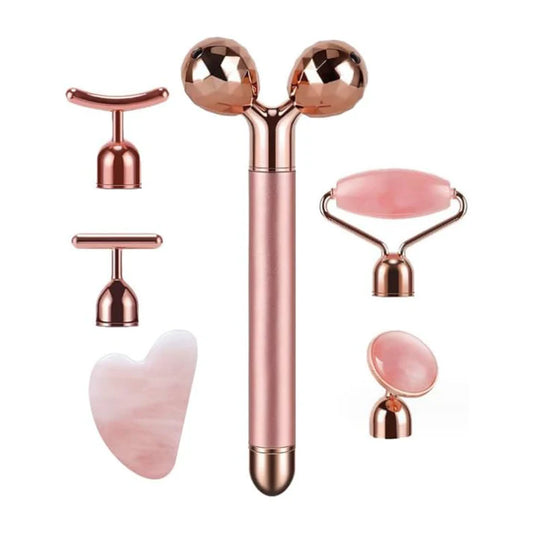 Medivita JadeLift Gua Sha Facial set including various facial massage tools and rose gold accents.