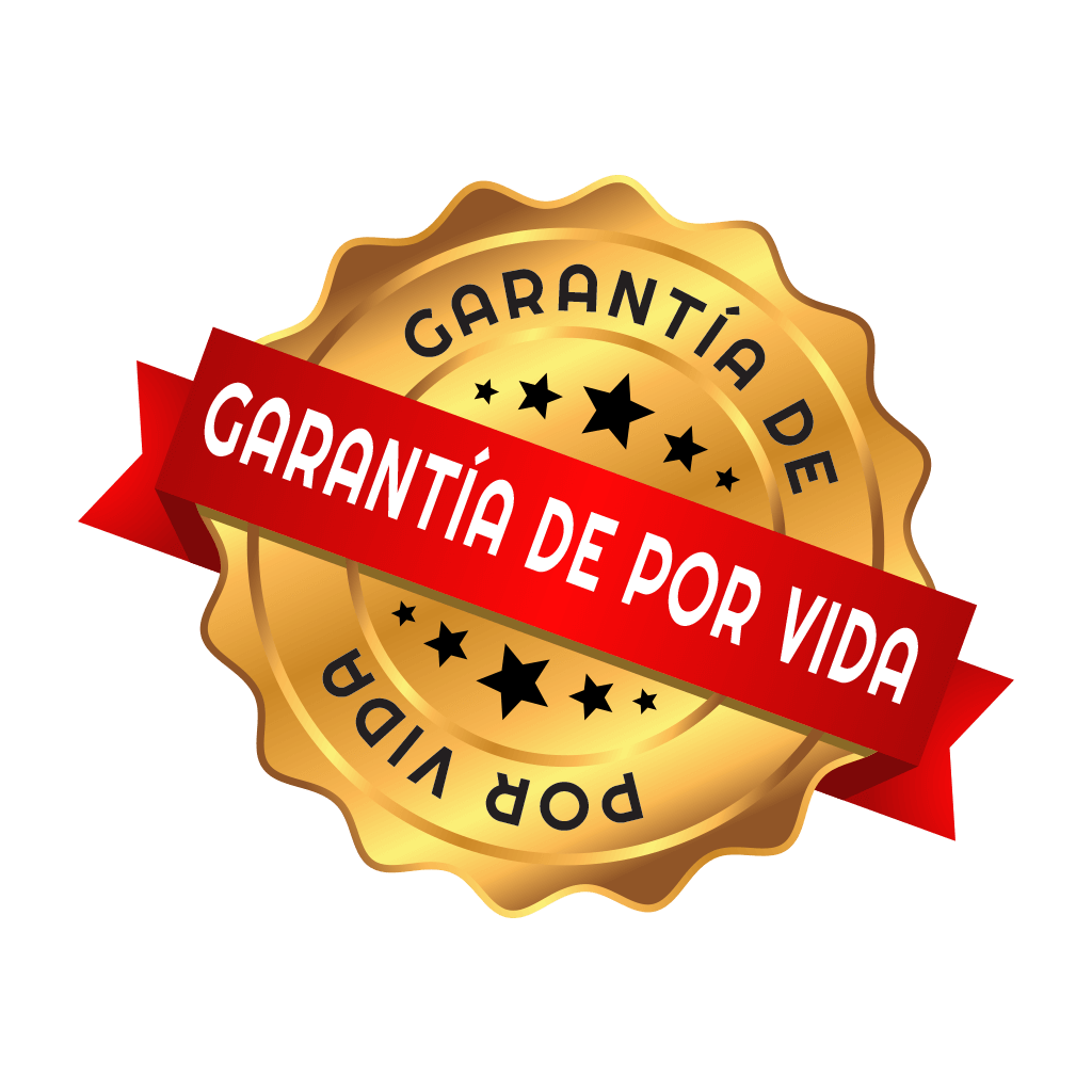 Sello dorado con el texto Garantía De Por Vida, representando un servicio adicional opcional.
